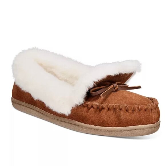 CHARTER CLUB DORENDA Women's Moccasin Flat Loafers Slippers Caramel Size 5 M - Picture 1 of 4